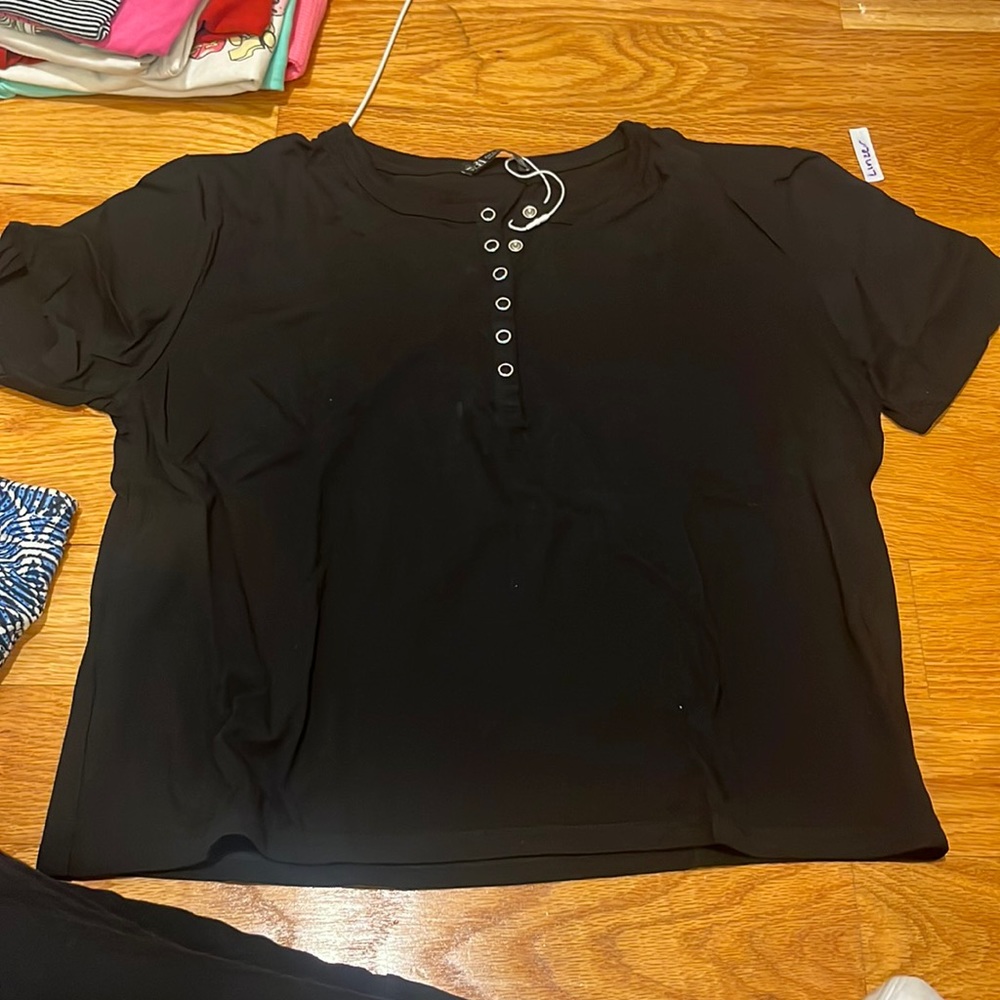 Zara never worn brandy new tee with snaps